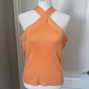 Skies Are Blue Peach Cross-Neck Blouse